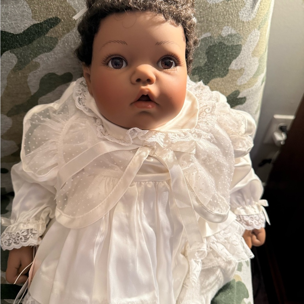 Charming White Baby Doll with Lace Dress